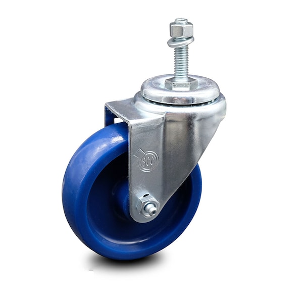 4 Inch Solid Polyurethane Wheel Swivel 3/8 Inch Threaded Stem Caster SCC